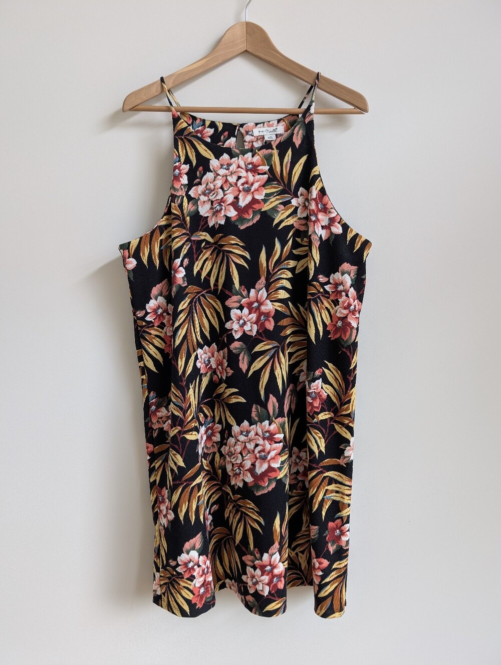 Simply Noelle Large Extra Large Dark Floral Soft Ribbed Corduroy Look Dress